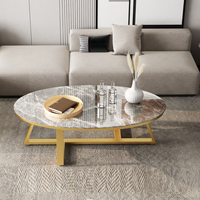 Table basse/de salon de style nordique, moderne et minimaliste, petite, compacte, avec plateau en dalle de roche, facile à assembler, pour usage domestique ou commercial