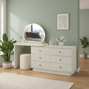 Modern Makeup <b>Vanity</b> With Lighted <b>Mirror</b> Storage Drawers For Bedroom Furniture - Product Image 2