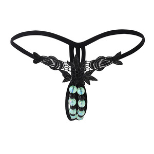 Ding Zhi Mei culotte string sexy maille noire perlée évider lingerie féminine YG2145BL - Product Image 5