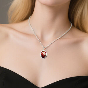 GIVELUCK 기독교 신성한 마음 예수 여성의 종교 펜던트 목걸이 타원형 봉헌 메달 빛나는 프레임 스테인레스 스틸 - Product Image 3