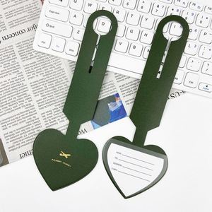 Custom Logo Travel Accessory Name <b>ID</b> Heart Shape Luggage <b>Tags</b> Pu Leather Personalized Luggage <b>Tag</b> - Product Image 3