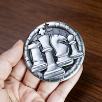 Médaille d'échecs personnalisée en alliage de zinc 60 mm, pièces d'échecs en relief 3D, médaille de récompense avec ruban pour tournoi d'échecs, souvenir de compétition