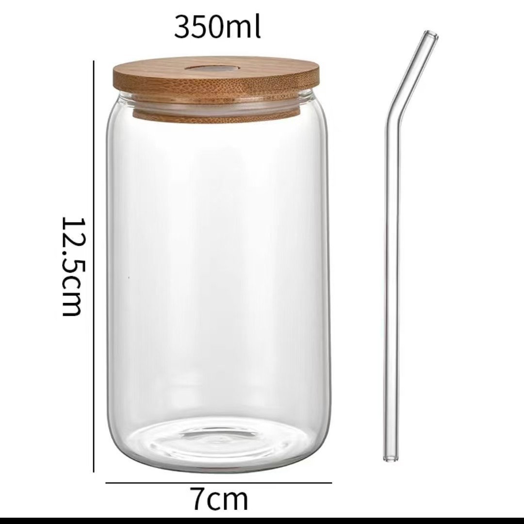 glass cup with cap Clear color