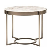 Table basse ronde en verre, design moderne et luxueux, structure en métal noir et or, pour salon, chambre, hôtel, vente en gros