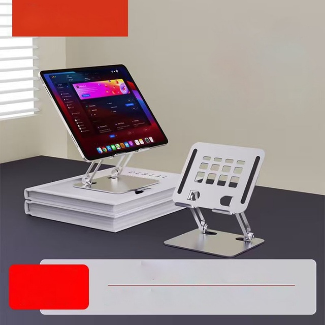 Wholesale Ergonomic Dual Shaft Aluminum Tablet Stand Portable Height Adjustable Metal Desk Phone Holder for iPad Surface