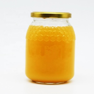 Pot en verre gaufré en forme de nid d'abeille clair 380/580/730ml avec bouchon en métal pour la nourriture pour bébé à l'huile d'olive au lait en gelée - Product Image 5