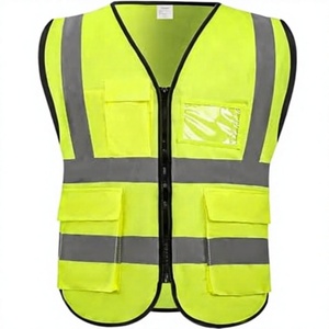 Chaleco de Seguridad Reflectante al por Mayor con Bolsillo, Chaleco de Seguridad con Cremallera Frontal de Alta Visibilidad, Chaleco de Trabajo Reflectante - Product Image 1