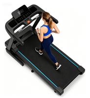 Tapis de course électrique pliable en ABS, inclinaison 9%, 4-en-1, 10 km/h, écran LED intégral, surveillance de la fréquence cardiaque, 2,5 CV