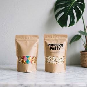 Bolsa de té Oem Odm de calidad alimentaria, bolsa de pie con estampado personalizado, bolsa de papel Kraft marrón Ziplock con ventanas - Product Image 5
