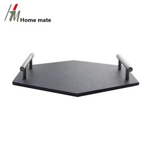 Grand <span class=keywords><strong>plateau</strong></span> de service hexagonal rustique <span class=keywords><strong>en</strong></span> <span class=keywords><strong>ardoise</strong></span> <span class=keywords><strong>avec</strong></span> poignées pour <span class=keywords><strong>table</strong></span>, canapé ou petit-déjeuner - Product Image 5