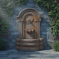 Fuente de Agua Decorativa de Pared, Estilo Europeo Antiguo, con Efecto de Piedra Envejecida, de Resina Resistente, con Tallado Floral Ornamental, para Jardín Exterior
