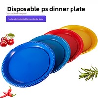 Assiettes en plastique jetables de 7 pouces et 9 pouces, pour dessert, dîner, salade, plats froids, vaisselle de fête, assiettes colorées