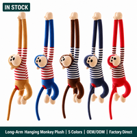 Groothandel Hangende Aap Pluche Speelgoed Lange Arm Knuffeldier Schattig Gestreept Shirt PP Katoen Aangepast Logo EN71 CE CPC OEM ODM