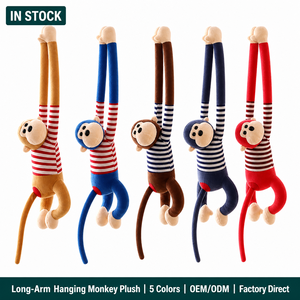 Peluche de Mono Colgante al por Mayor, Juguete de Peluche de Brazos Largos, Animal de Peluche con Camisa a Rayas, Algodón PP, Logotipo Personalizado, EN71 CE CPC OEM ODM - Product Image 1