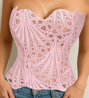Nouveau Corset Femme Tendance de Haute Qualité, Style Vintage, à Double Couche de Dentelle Irrégulière, Effet Sculptant