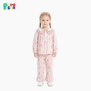 Puresun <span class=keywords><strong>Pigiama</strong></span> Estivo per Bambine in Cotone 100% Organico, Camicia da Notte <span class=keywords><strong>con</strong></span> <span class=keywords><strong>Bottoni</strong></span> e Stampa Personalizzata, Basso MOQ - Product Image 2