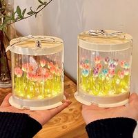 Lampu Malam Tulip DIY Kreatif, Buket Bunga Simulasi, Kemasan Ramah Lingkungan dari Plastik, Bunga & Tanaman Hias Lainnya