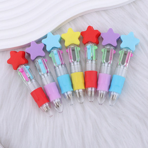 <span class=keywords><strong>Stylo</strong></span> bille en caoutchouc souple à cinq branches étoilées, quatre couleurs, mignon et créatif, pour les fans de couleurs, avec mécanisme à pression - Product Image 1