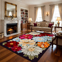 Tapis épais personnalisé 2026 à imprimé floral vintage avec envers antidérapant en caoutchouc pour salon et décoration intérieure