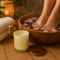 Bougie de massage à l'huile aromatique artisanale moderne et durable en cire de soja pour les soirées romantiques et les vacances