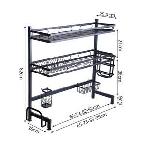 Estante de secado de platos extensible de acero al carbono extra grande para 4 apilamientos barato sobre fregadero estante de almacenamiento de utensilios de cocina - Product Image 3