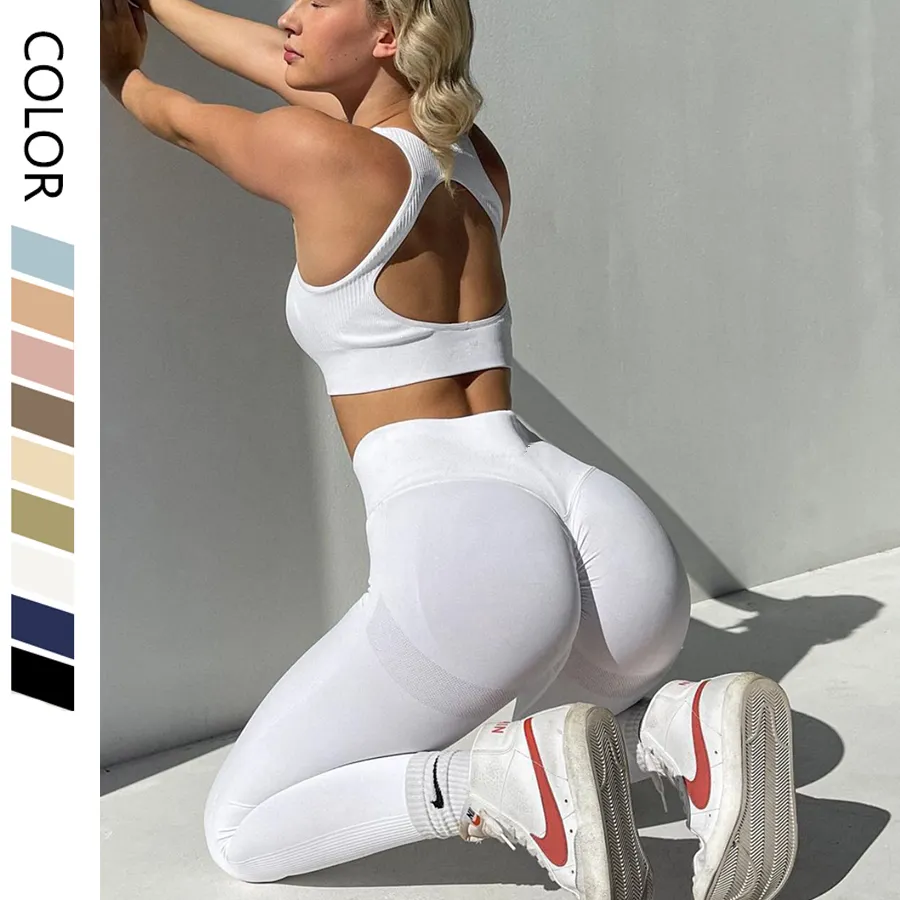 Conjunto de roupa de yoga para academia, conjunto de roupa de yoga para ginástica com duas peças, top, yoga, oem 2022