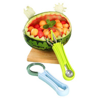 3-delige 4-in-1 meloenballetjesvormer van roestvrij staal & plastic, vaatwasserbestendig - fruit- & groentegereedschap