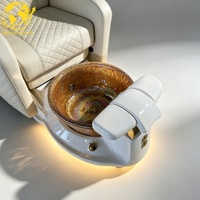 Fauteuil de manucure et pédicure haut de gamme pour salon de beauté, fauteuil de spa inclinable à plat avec éclairage d'ambiance LED sous le siège