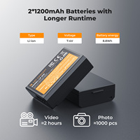 شاحن K&F Concept مزدوج الفتحات من نوع C مناسب لكاميرا كانون EOS 1100D، مع مجموعة بطاريات كاميرا قابلة لإعادة الشحن LP-E10 بسعة 1200 مللي أمبير في الساعة (قطعتان)