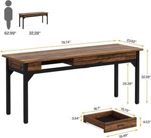 <span class=keywords><strong>Escritorio</strong></span> Extra Largo de 78.7 Pulgadas para Dos Personas con 2 Cajones, <span class=keywords><strong>Escritorio</strong></span> Doble de Madera para Computadora, Mesa de Trabajo Ejecutiva Grande para Oficina - Product Image 6