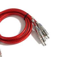 Kabel Audio Mobil RCA Merah Berkualitas Tinggi Tembaga Murni PVC Braid 0.3m/1m/3m Male-Male/Female 2RCA ke 2RCA
