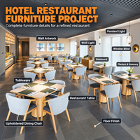 Ensemble de table et chaises de restaurant d'extérieur J2S, sièges rembourrés, chaises à cadre, mobilier pour projets de design hôtelier