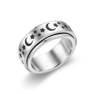 Anello rotante personalizzabile in acciaio inossidabile di moda da uomo anelli rotanti Anti ansia gioielli anello regolabile personalizzato - Product Image 4