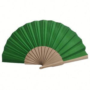 Custom Designed Durable Fabric Wooden Folding <b>Handheld</b> <b>Fan</b> Folk Art Style Painted on Bamboo Material - Product Image 1