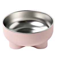 Bol de luxe en acier inoxydable à double usage pour animaux de compagnie Bassin de nourriture et d'eau pour chats et chiens antidérapant Accessoire de voyage de petite taille pour animaux