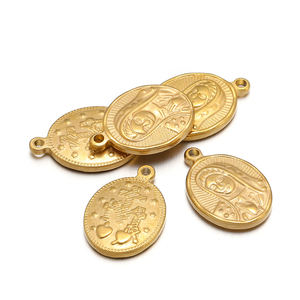 Virgin Mary liontin agama 304 baja tahan karat 18k liontin jimat berlapis emas untuk membuat kalung - Product Image 2