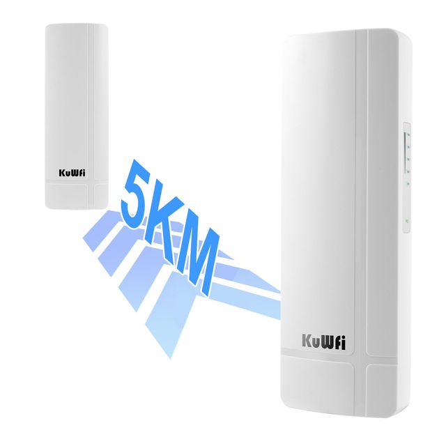 5KM KuWFi WiFi Bridge Outdoor Repeater 5.8Ghz 900Mbps Access Point Long Range Point to Point Gigabit Wireless Bridge for Camera