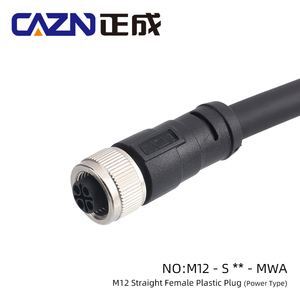 Nhà Máy M12 3 2 + PE 4 3 + PE pins S mã Nam Nữ góc bên phải thẳng overmolded cắm kết nối - Product Image 2