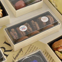 Vente en gros à emporter logo personnalisé Présentoir à gâteau transparent fiable Emballage léger Boîte en bois pour gâteau de boulangerie dynamique