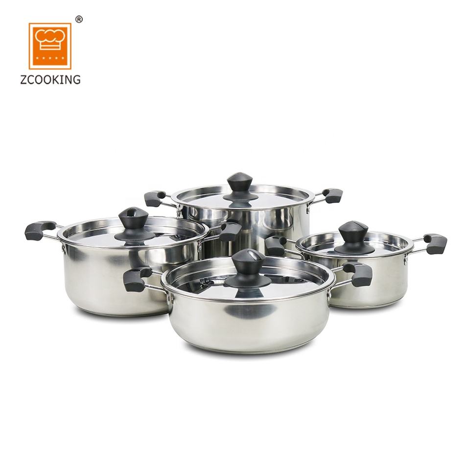Cooking Pot Cookware Set Wholesale Stainless Steel Steel Lid Mirror Polishing Inside & Outside Capsule Bottom Oem Odm Bakelite