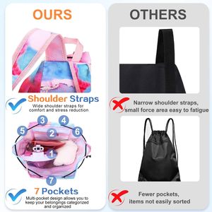 Free sample 2025 Summer New <b>Swim</b> <b>Bag</b> Dry Wet Separation <b>Waterproof</b> Beach Storage Backpack for Sports Equipment String Letter - Product Image 2