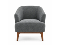 Fauteuil d'appoint moderne et durable, rembourré, avec dossier incurvé, tissu texturé, base en bois massif, pour salon ou chambre d'hôtel