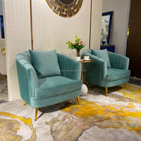 Fauteuil de loisirs moderne, fauteuil de luxe en velours, pieds en métal doré, de haute qualité, mobilier de salon, 1 fauteuil