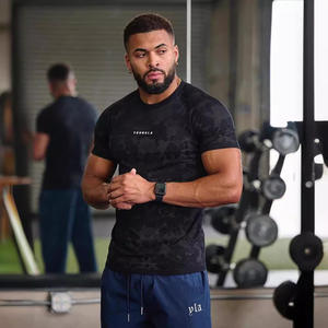 2024メンズTシャツ新スタイル迷彩フィットネス服高弾性半袖スポーツトレーニング服筋肉タイトデザイン - Product Image 3