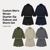 Ensemble de survêtement léger deux pièces IKDEER personnalisé avec pull à col zippé et short tissé pour la vente en gros