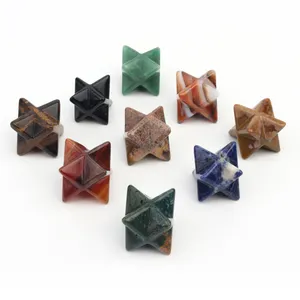 Natural Stone 1inch Merkaba Six Pointed Star Hexagram Healing Crystal Gemstone Ornaments Jewelry