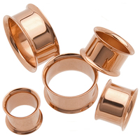 [SO-011] Tunnels et Plugs d'Oreille en Acier Inoxydable 316L Double Flare PVD Or Rose de Haute Qualité, Vente en Gros de Bijoux de Piercing Corporel