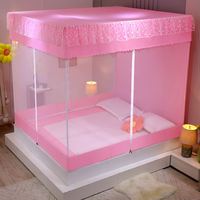 Moustiquaire carrée grand espace, type lit, avec double fermeture éclair, pare-soleil, anti-moustiques et anti-chute pour bébé