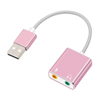 USB Externe Soundkarte mit Mikrofon-Kopfhöreranschluss Geflochtenes Kabel Audio-Adapter für PC Laptop