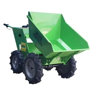 Baterai listrik daya mini dumper, track dumper karet, mesin taman mini Dumper roda pemuatan otomatis